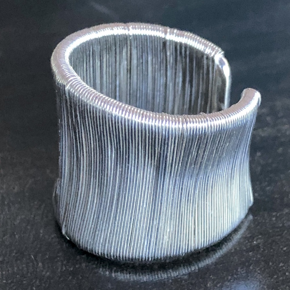 Silver Wrapped Wire Ring Size 10 Adjustable